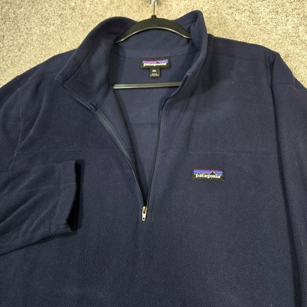 Patagonia Mens 2XL Blue Micro D Fleece 1/4 Zip Pullover lightweight sweatshirt
